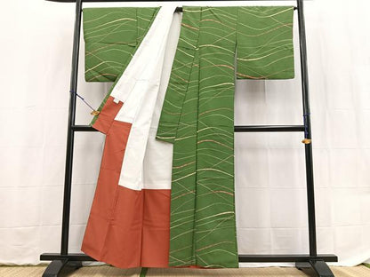 平和屋着物■小紋　横段文　洗える着物　BAAX9367yc