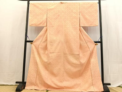 平和屋着物■小紋　扇青海波地紋　暈し染め　ロング丈　洗える着物　BAAX9368yc