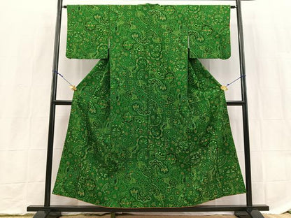 平和屋着物■小紋　切嵌更紗花文　洗える着物　BAAX9375yc