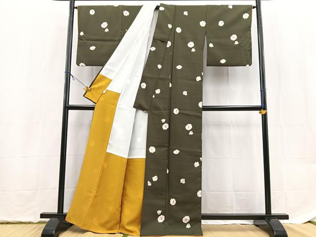 平和屋着物■小紋　舞花文　洗える着物　BAAX9377yc