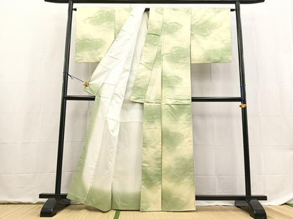 平和屋着物■小紋　雲重ね草花文　暈し染め　洗える着物　BAAX9383yc
