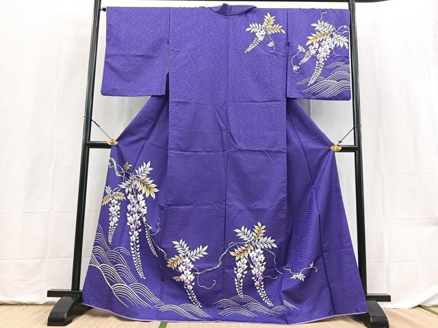 平和屋着物■訪問着　背抜き仕立て　立波藤花房文　洗える着物　BAAX9385yc
