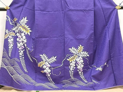 平和屋着物■訪問着　背抜き仕立て　立波藤花房文　洗える着物　BAAX9385yc