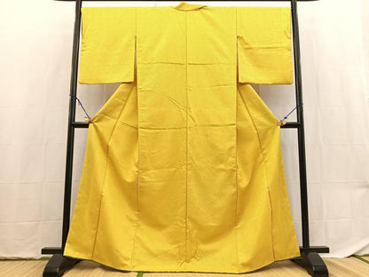 平和屋着物■色無地　背抜き仕立て　黄色　洗える着物　BAAX9386yc