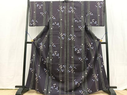 平和屋着物■小紋　草花文　洗える着物　BAAX9388yc
