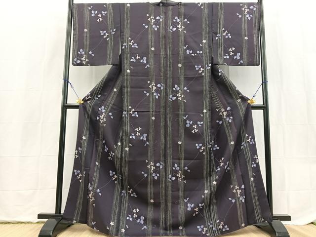 平和屋着物■小紋　草花文　洗える着物　BAAX9388yc