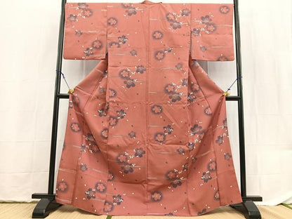 平和屋着物■小紋　桜散らし　洗える着物　BAAX9389yc