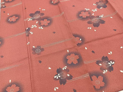平和屋着物■小紋　桜散らし　洗える着物　BAAX9389yc