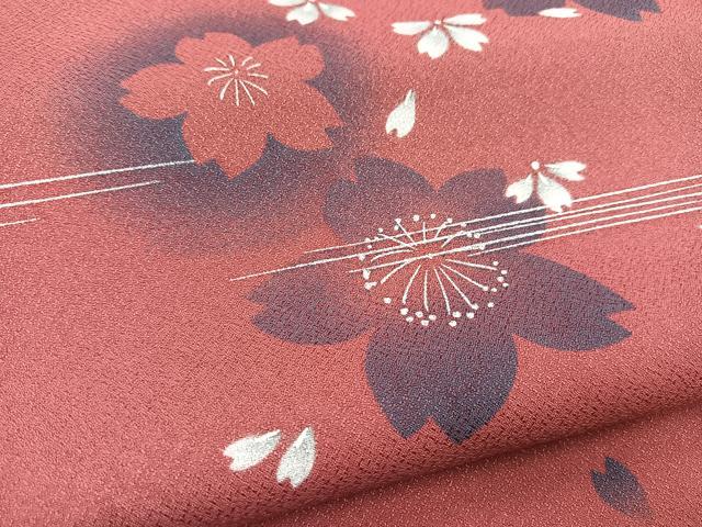 平和屋着物■小紋　桜散らし　洗える着物　BAAX9389yc