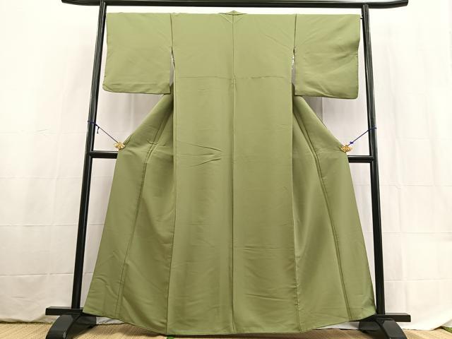 平和屋着物■色無地　松葉色　洗える着物　BAAX9392yc
