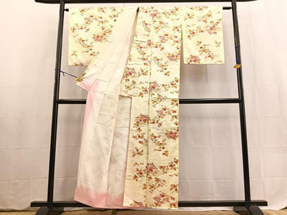 平和屋着物■小紋　冊子花文　洗える着物　BAAX9394yc