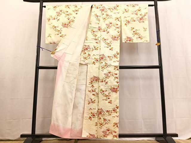 平和屋着物■小紋　冊子花文　洗える着物　BAAX9394yc