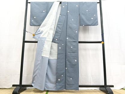 平和屋着物■小紋　扇面色紙花文　洗える着物　BAAX9395yc