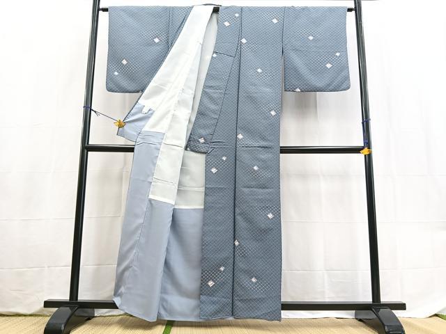 平和屋着物■小紋　扇面色紙花文　洗える着物　BAAX9395yc
