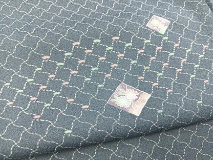 平和屋着物■小紋　扇面色紙花文　洗える着物　BAAX9395yc