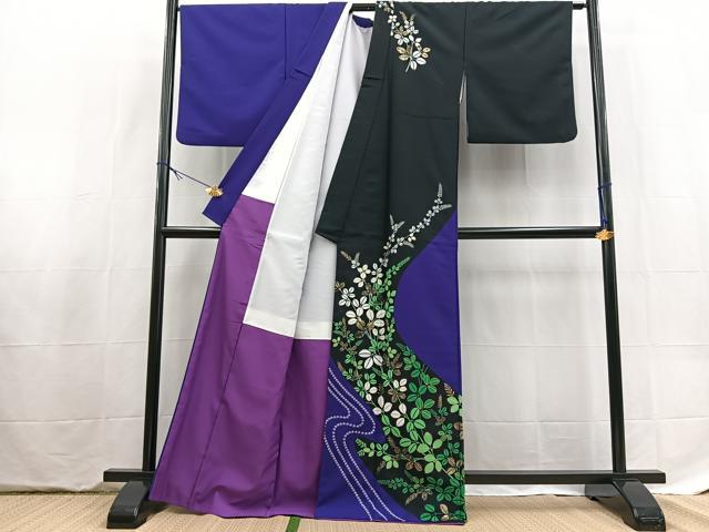 平和屋着物■訪問着　萩文　金彩　洗える着物　BAAX9406yc