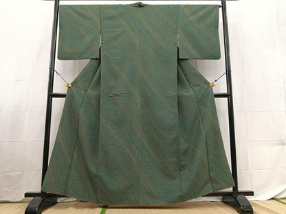 平和屋着物■小紋　斜線文　やまと誂製　洗える着物　BAAX9407yc