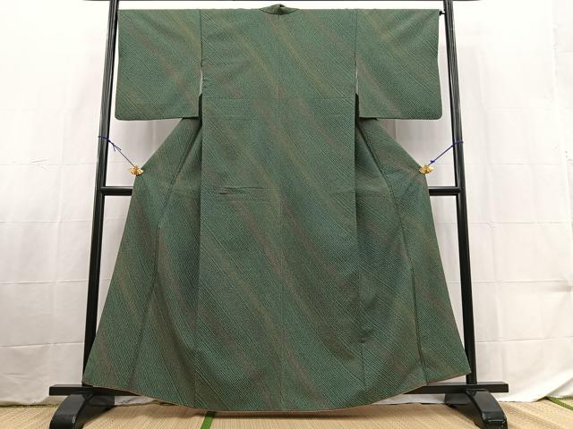 平和屋着物■小紋　斜線文　やまと誂製　洗える着物　BAAX9407yc