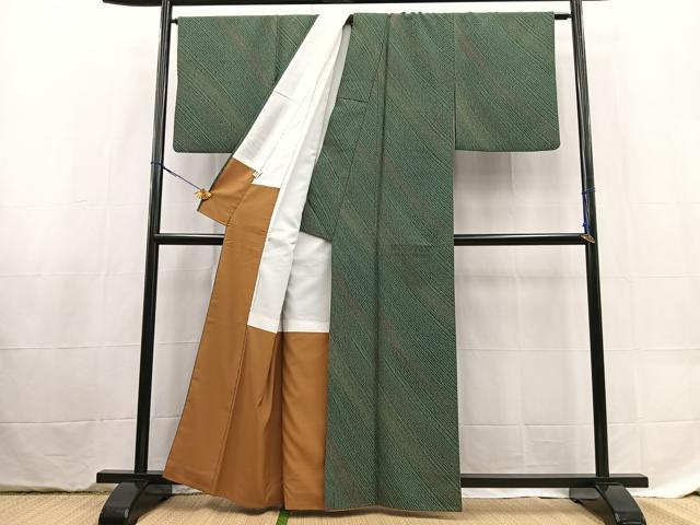 平和屋着物■小紋　斜線文　やまと誂製　洗える着物　BAAX9407yc