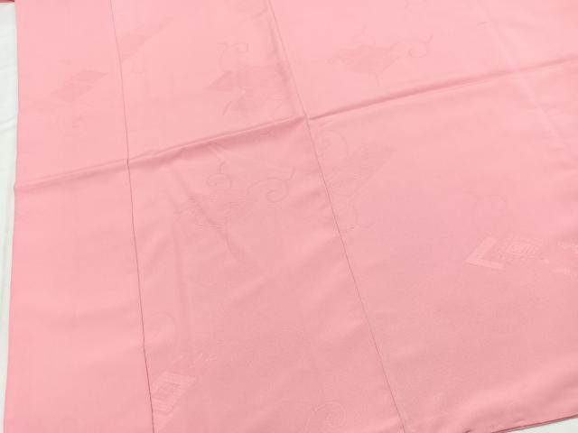 平和屋着物■色無地　吉祥唐草地紋　薄紅梅色　洗える着物　BAAX9410yc