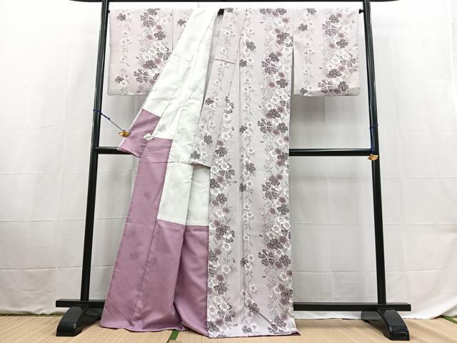 平和屋着物●小紋　草花文　洗える着物　BAAX9413yc