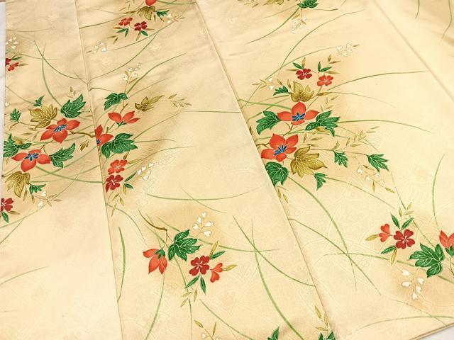 平和屋着物■小紋　草花文　暈し染め　洗える着物　未使用　BAAX9419yc