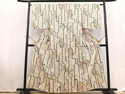 平和屋着物■小紋　草花文　洗える着物　BAAX9422yc