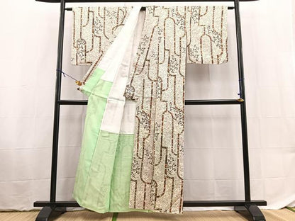 平和屋着物■小紋　草花文　洗える着物　BAAX9422yc