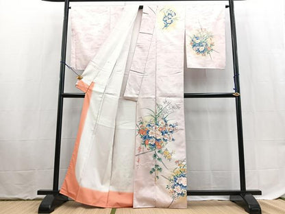 平和屋着物■訪問着　竹垣花文　暈し染め　金彩　洗える着物　BAAX9425yc