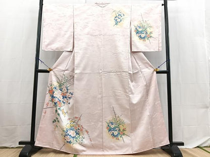 平和屋着物■訪問着　竹垣花文　暈し染め　金彩　洗える着物　BAAX9425yc