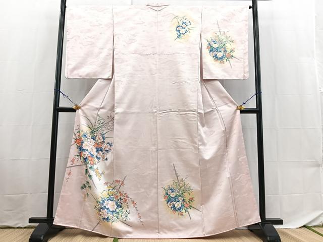 平和屋着物■訪問着　竹垣花文　暈し染め　金彩　洗える着物　BAAX9425yc