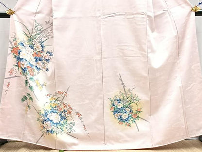 平和屋着物■訪問着　竹垣花文　暈し染め　金彩　洗える着物　BAAX9425yc