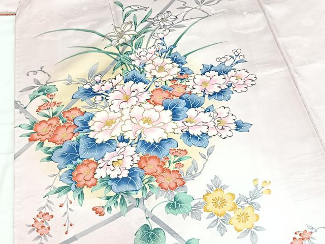 平和屋着物■訪問着　竹垣花文　暈し染め　金彩　洗える着物　BAAX9425yc