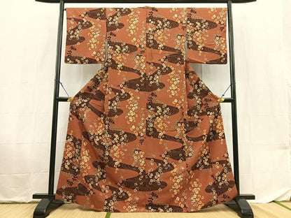 平和屋着物■小紋　桜流し　洗える着物　BAAX9427yc