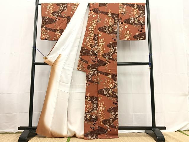 平和屋着物■小紋　桜流し　洗える着物　BAAX9427yc