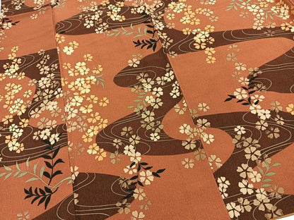 平和屋着物■小紋　桜流し　洗える着物　BAAX9427yc