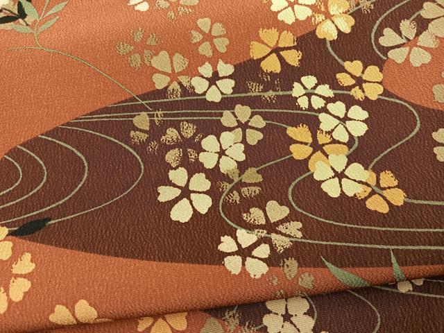 平和屋着物■小紋　桜流し　洗える着物　BAAX9427yc