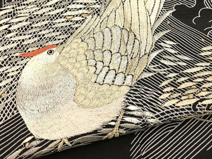 平和屋着物■黒留袖　刺繍　尾長鳥浜松文　金銀彩　洗える着物　BAAX9428yc