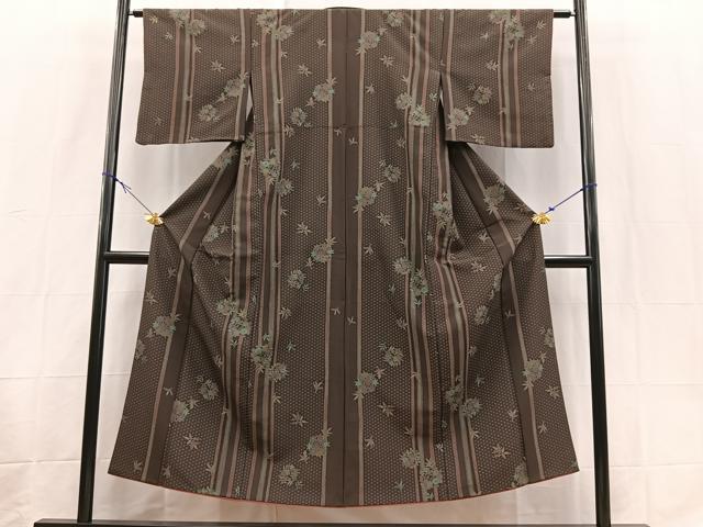 平和屋着物■小紋　胴抜き仕立て　草花丸文　洗える着物　BAAX9429yc