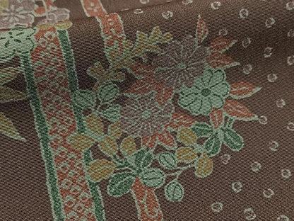 平和屋着物■小紋　胴抜き仕立て　草花丸文　洗える着物　BAAX9429yc