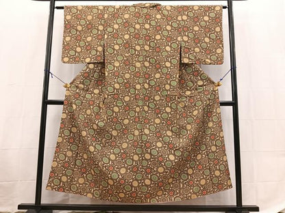 平和屋着物■上質な小紋　花唐草文　正絹　逸品　BAAX9432yc