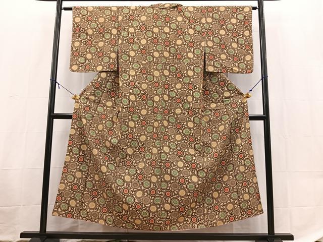 平和屋着物■上質な小紋　花唐草文　正絹　逸品　BAAX9432yc