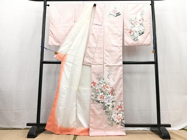 平和屋着物■訪問着　草花文　金彩　洗える着物　BAAX9442yc