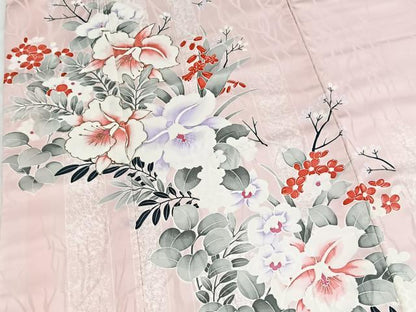平和屋着物■訪問着　草花文　金彩　洗える着物　BAAX9442yc