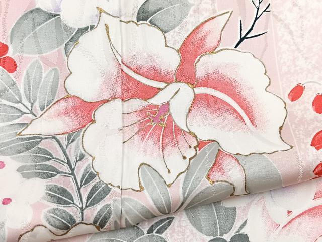 平和屋着物■訪問着　草花文　金彩　洗える着物　BAAX9442yc