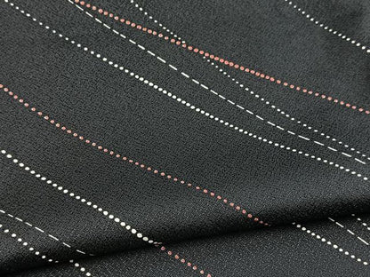 平和屋着物■小紋　斜線文　黒地　洗える着物　BAAX9449yc