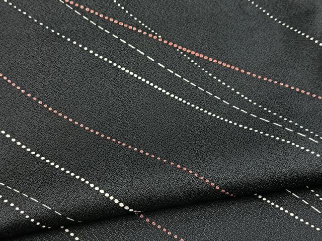 平和屋着物■小紋　斜線文　黒地　洗える着物　BAAX9449yc