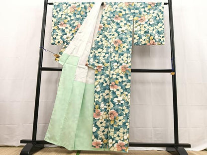 平和屋着物■小紋　草花文　洗える着物　BAAX9450yc