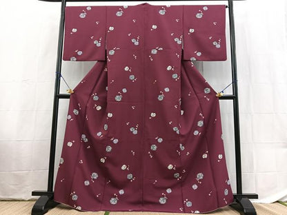平和屋着物■小紋　草花文　洗える着物　BAAX9452yc