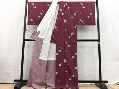 平和屋着物■小紋　草花文　洗える着物　BAAX9452yc